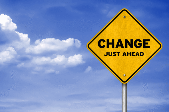 Transformational Change - Clear communication (Change ahead road sign)