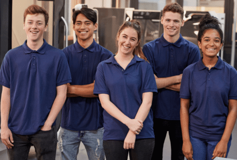 Group of young employees - apprentices. National Apprenticeship Week. metrohr